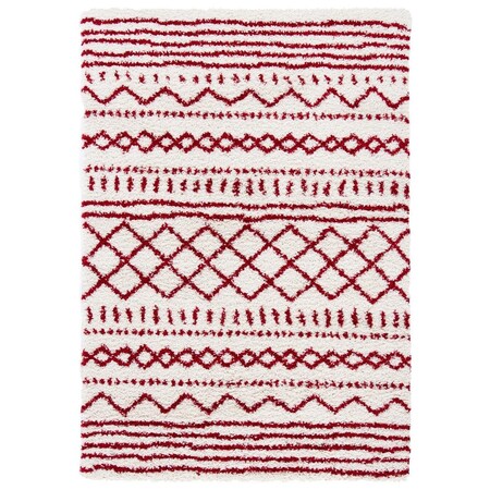 Safavieh Arizona Shag Power Loomed Rectangle Area Rug; Ivory & Red - 4 x 6 ft. ASG741P-4